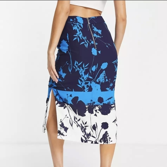 Ted Baker Selaah bluebell side slit midi skirt in blue Size 4 NWT - Picture 2 of 12